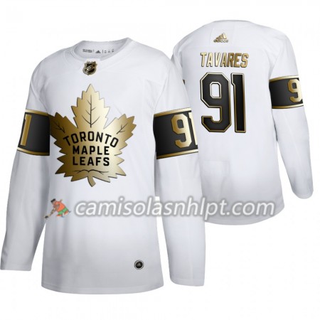 Camisola Toronto Maple Leafs John Tavares 91 Adidas 2019-2020 Golden Edition Branco Authentic - Homem
